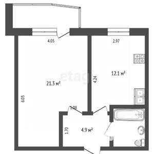 1-к квартира, вторичка, 42м2, 2/11 этаж