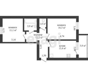 2-к квартира, вторичка, 54м2, 7/10 этаж