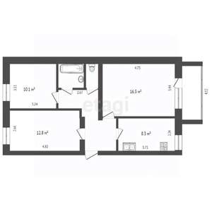 3-к квартира, вторичка, 61м2, 1/5 этаж