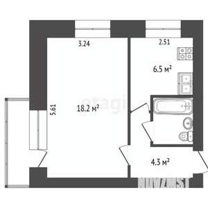 1-к квартира, вторичка, 32м2, 5/5 этаж