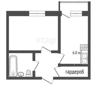 1-к квартира, вторичка, 28м2, 9/9 этаж