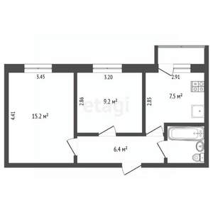 2-к квартира, вторичка, 42м2, 5/5 этаж