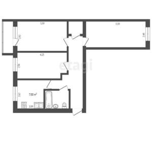 3-к квартира, вторичка, 58м2, 4/5 этаж
