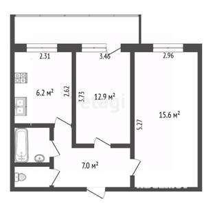 2-к квартира, вторичка, 49м2, 10/12 этаж