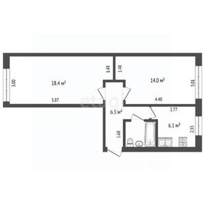 2-к квартира, вторичка, 48м2, 1/5 этаж