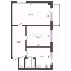 2-к квартира, вторичка, 49м2, 7/9 этаж