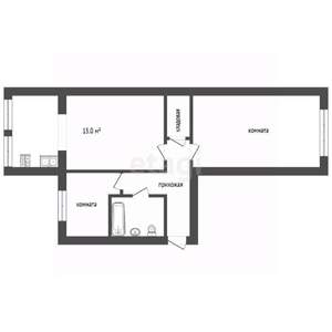 2-к квартира, вторичка, 59м2, 1/5 этаж