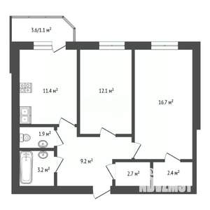 2-к квартира, строящийся дом, 60м2, 6/12 этаж