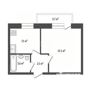 1-к квартира, вторичка, 28м2, 7/9 этаж