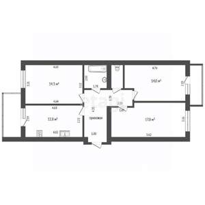 3-к квартира, вторичка, 74м2, 9/14 этаж