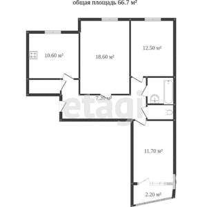 3-к квартира, вторичка, 67м2, 4/5 этаж