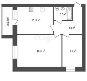 2-к квартира, вторичка, 51м2, 9/10 этаж