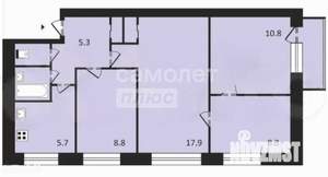4-к квартира, вторичка, 61м2, 2/5 этаж
