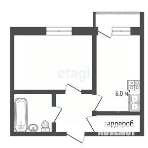 1-к квартира, вторичка, 28м2, 9/9 этаж