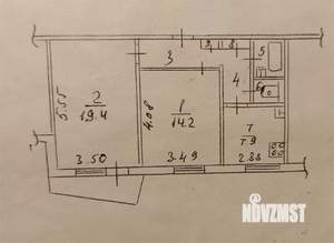 2-к квартира, вторичка, 54м2, 4/9 этаж