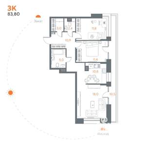 3-к квартира, вторичка, 84м2, 7/8 этаж