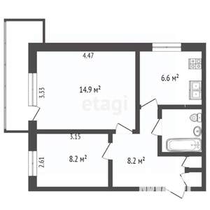2-к квартира, вторичка, 44м2, 5/9 этаж