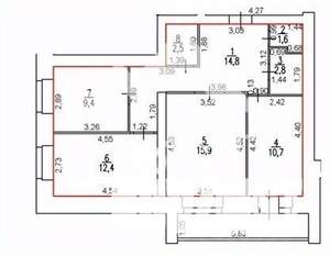 3-к квартира, вторичка, 69м2, 9/10 этаж