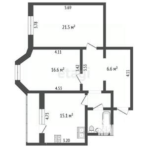 2-к квартира, вторичка, 73м2, 9/9 этаж