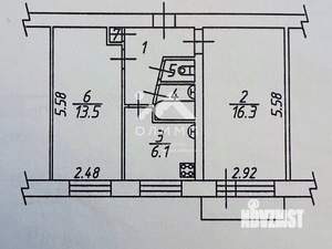 2-к квартира, вторичка, 44м2, 5/5 этаж