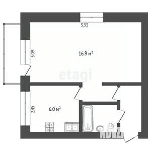 1-к квартира, вторичка, 30м2, 2/4 этаж
