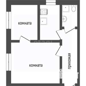 2-к квартира, вторичка, 35м2, 2/2 этаж