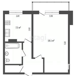 1-к квартира, вторичка, 34м2, 4/5 этаж