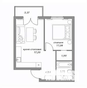 1-к квартира, строящийся дом, 42м2, 1/3 этаж