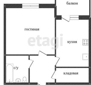 1-к квартира, вторичка, 28м2, 8/9 этаж