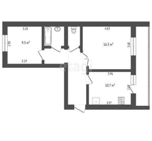 2-к квартира, вторичка, 55м2, 10/10 этаж