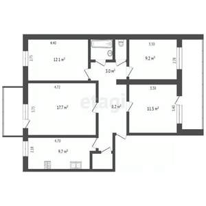 4-к квартира, вторичка, 76м2, 2/5 этаж