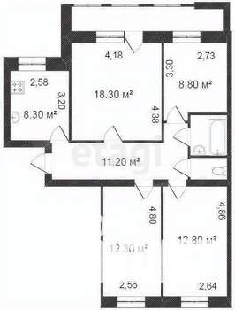 4-к квартира, вторичка, 79м2, 6/9 этаж