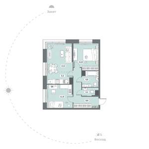2-к квартира, вторичка, 57м2, 1/15 этаж