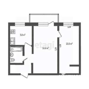 2-к квартира, вторичка, 42м2, 3/5 этаж