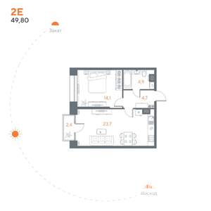 1-к квартира, вторичка, 50м2, 6/8 этаж