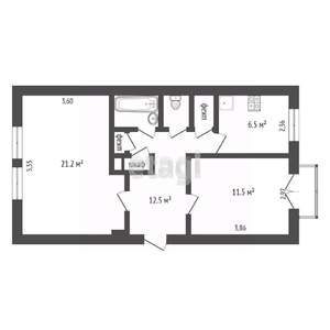 2-к квартира, вторичка, 58м2, 3/3 этаж