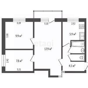 3-к квартира, вторичка, 50м2, 3/5 этаж