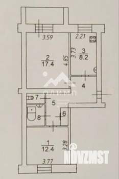 2-к квартира, вторичка, 53м2, 3/5 этаж