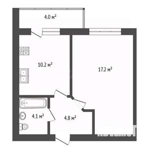 1-к квартира, вторичка, 38м2, 6/9 этаж