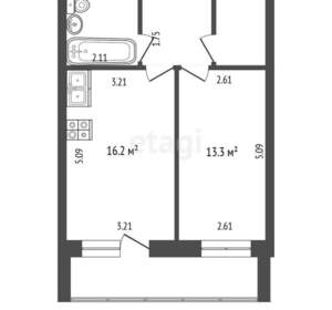 1-к квартира, вторичка, 43м2, 2/10 этаж