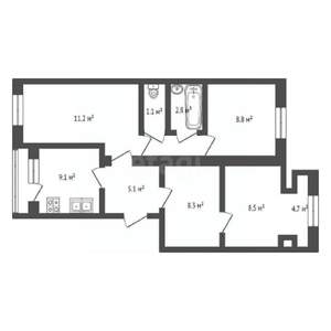 4-к квартира, вторичка, 61м2, 3/5 этаж