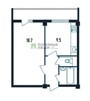 1-к квартира, вторичка, 35м2, 1/9 этаж