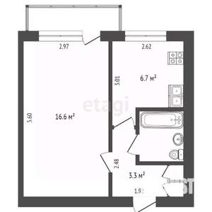 1-к квартира, вторичка, 31м2, 4/5 этаж