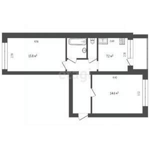 2-к квартира, вторичка, 48м2, 4/5 этаж