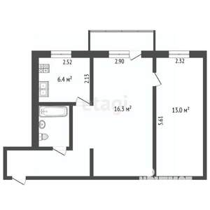 2-к квартира, вторичка, 45м2, 3/5 этаж