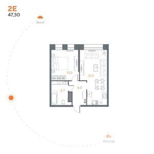 1-к квартира, вторичка, 47м2, 1/8 этаж