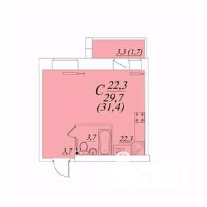 Студия квартира, строящийся дом, 31м2, 9/10 этаж