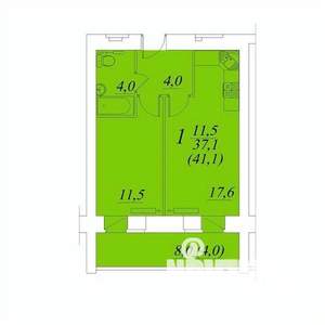 1-к квартира, строящийся дом, 41м2, 2/10 этаж