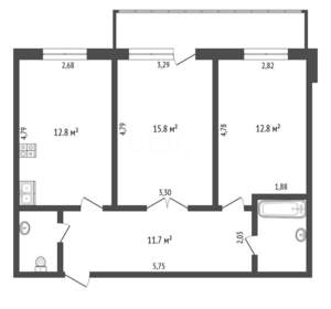 2-к квартира, вторичка, 60м2, 10/11 этаж