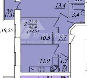 2-к квартира, вторичка, 50м2, 2/7 этаж